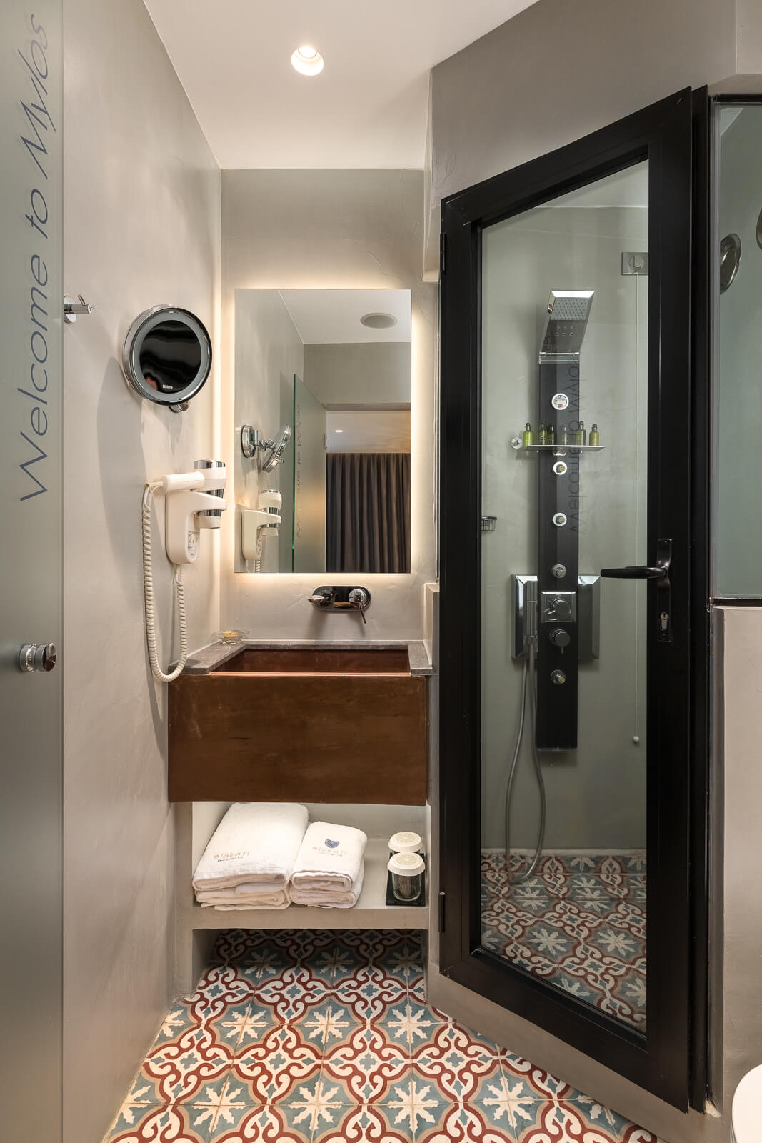 Milos Hotel Bathroom - Elakati Best Hotel in Rhodes Greece